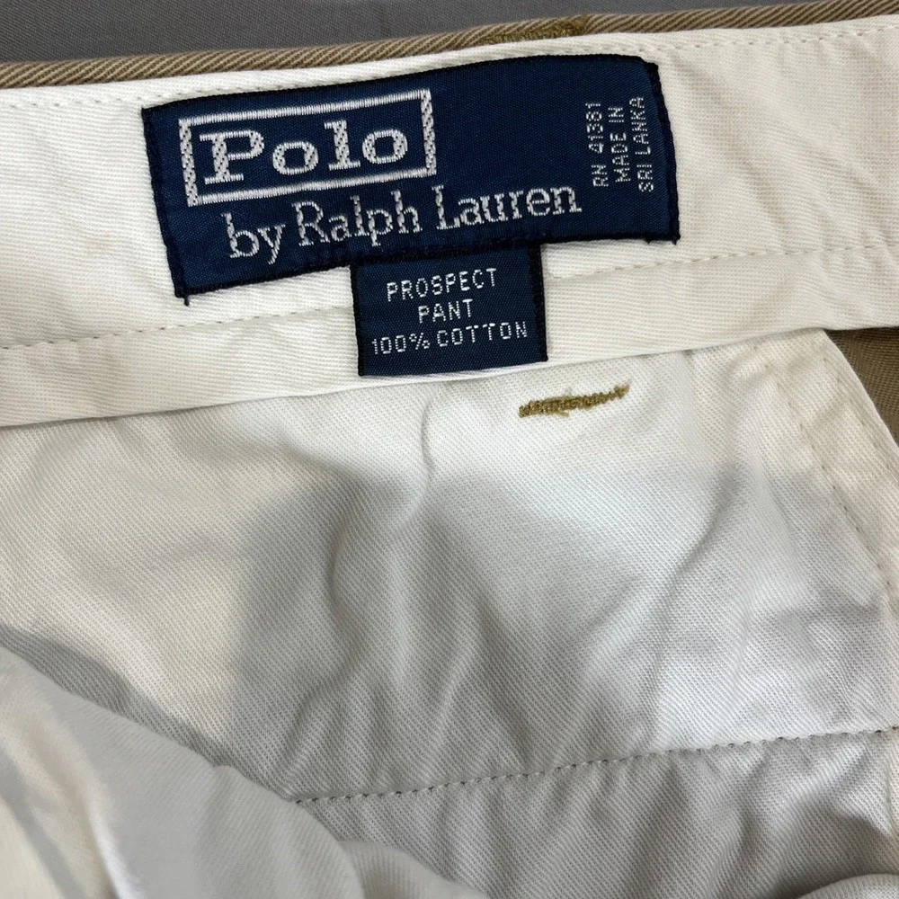 Polo Ralph Lauren Mens Classic Fit Chino Khaki Straight Leg Pants 35x30 Tan